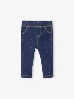 Tregging Bébé Fille En Denim Imprimé BASICS Denim Brut - Vertbaudet