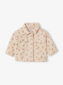 Veste Imprimée En Denim Bébé Beige - Vertbaudet