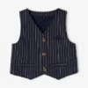 Veste Sans Manches En Lin Et Coton Bébé De Cérémonie Encre Rayé - Vertbaudet